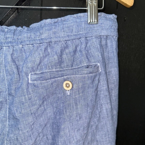 Tommy Bahama Blue 100% Linen Chambray Coconut Shell Button Breathable Pants S/P - Picture 11 of 14